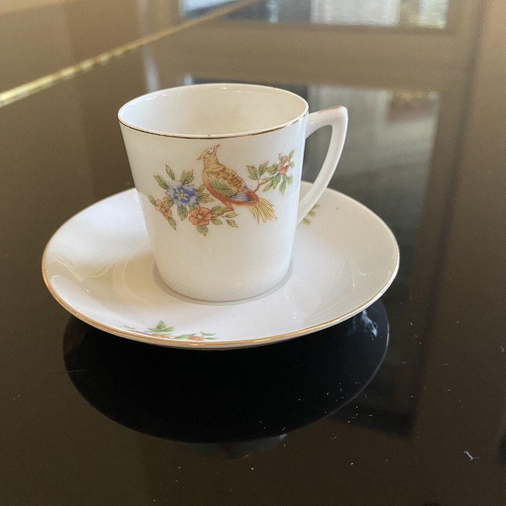 Vintage Demitasse Japanese‎ Bird Cup & Saucer